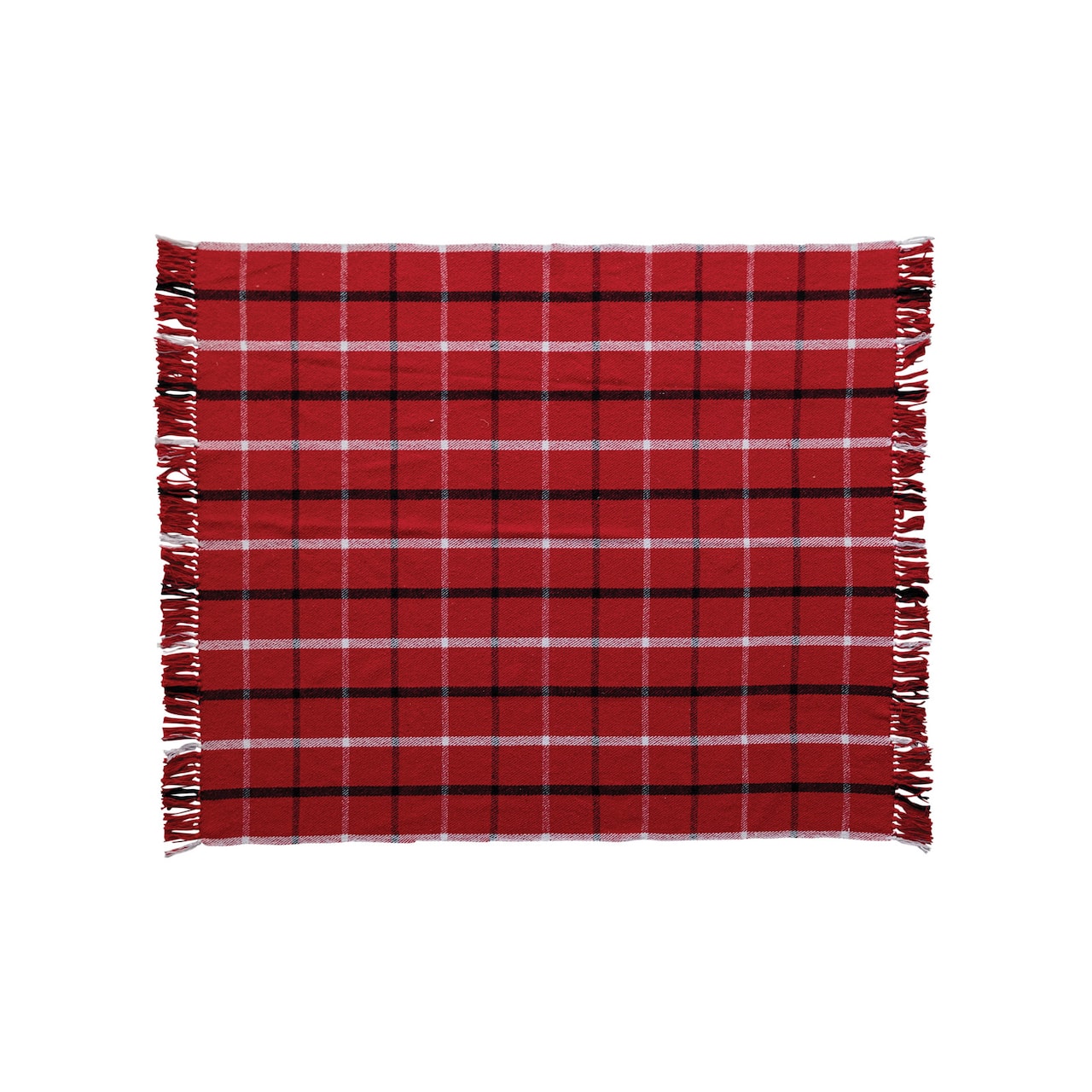 Hello Honey® Red, White & Black Plaid Brushed Flannel Throw with Fringe